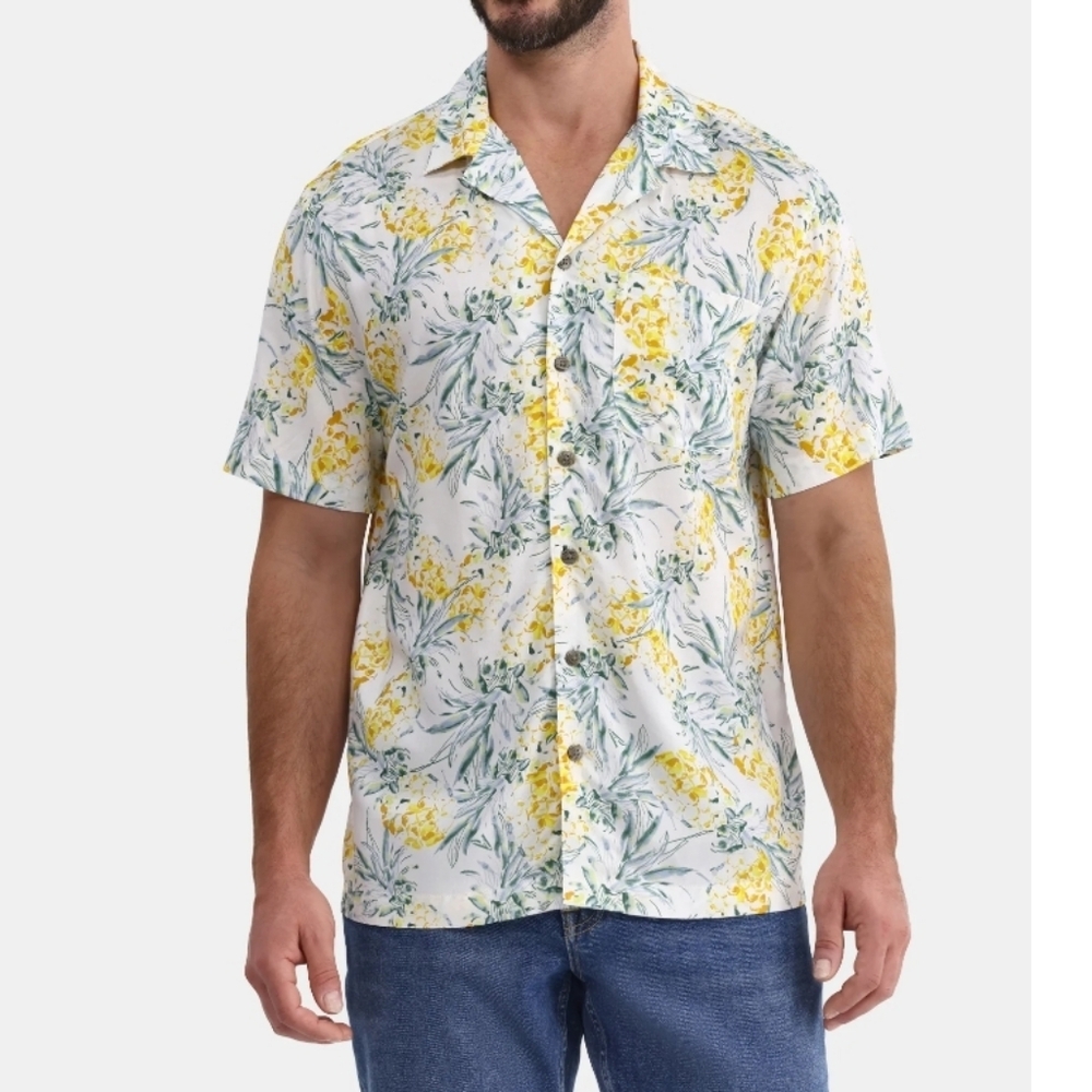 George. Yellow Floral Print Men's Shirt. Size Large. NWT.